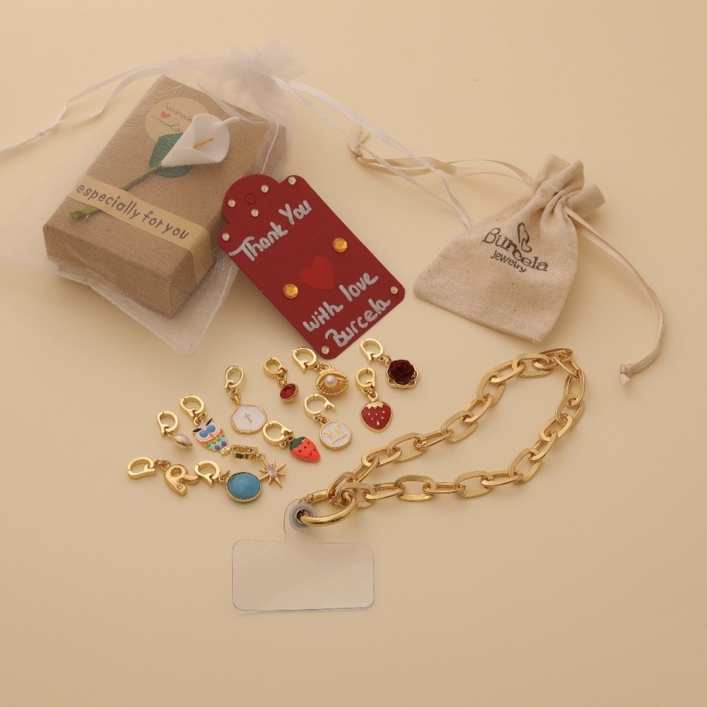 Gold Charm Bracelet with Colorful Charms